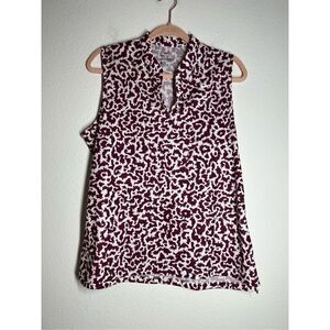 Nike Burgundy White Floral Nike Dri Fit Tank Gold Tennis Active Size L